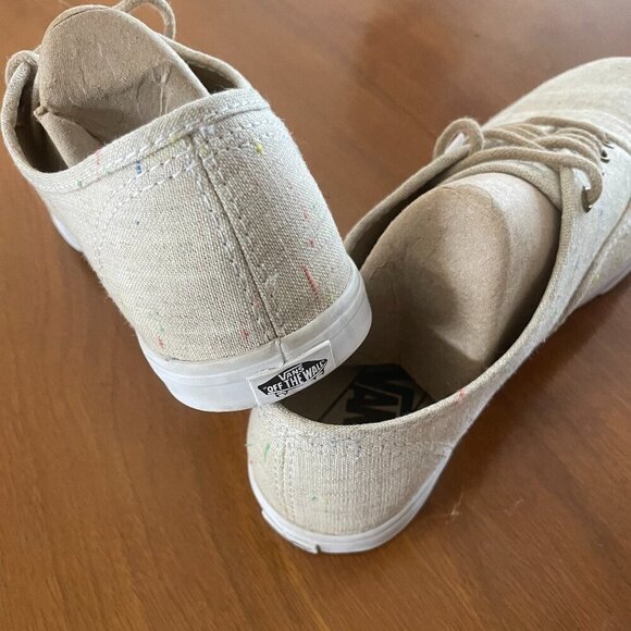 Vans Speckle Linen Tan Authentic Lo Pro Shoes, Women's 7.5 Men's 6 - Picture 4 of 6